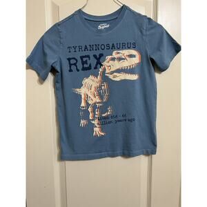 Boy's Graphic Dinosaur Tee shirt Size 8 Blue Short Sleeve T Rex Preowned